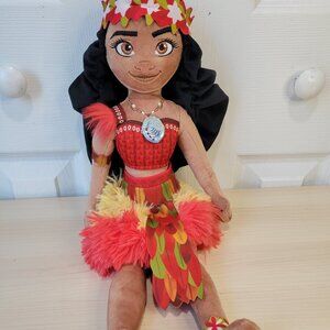 DISNEY Princess Moana Medium 17" Polynesian Fuzzy Skirt Stuffed Plush Doll EUC